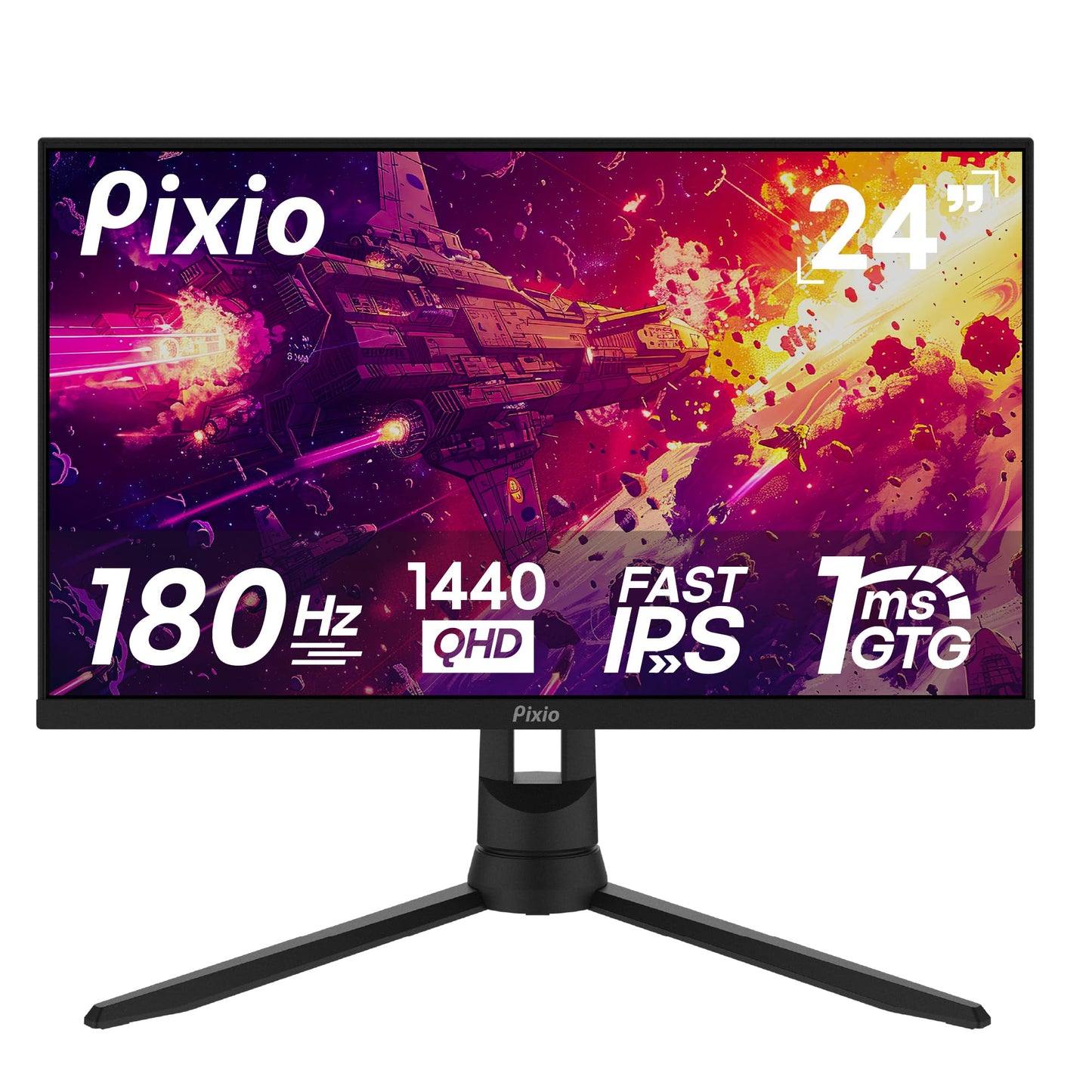 Pixio PX24Q PRO 24 inch 180Hz Refresh Rate QHD 1440p Resolution Fast IPS Panel 1ms GTG Response Time Gaming Monitor