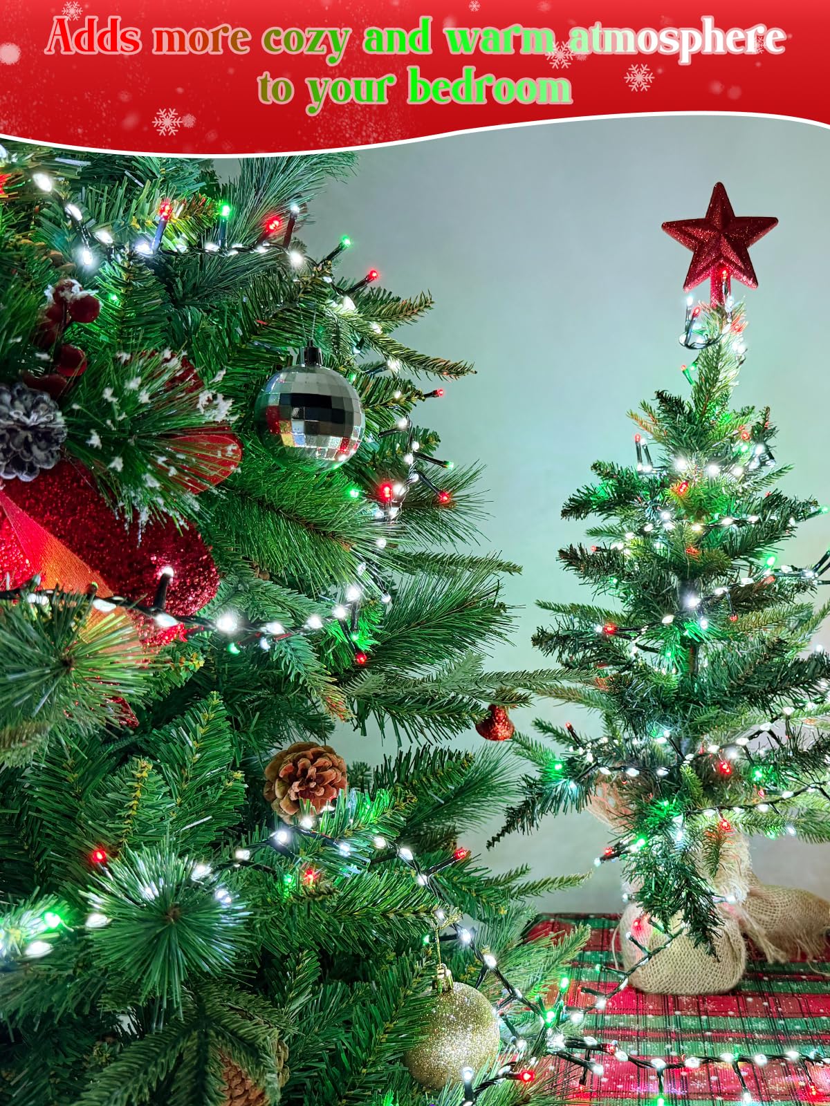 800 Led Christmas Slow Twinkle Cluster Lights  Fire er Fairy Lights With 15 Modes & Timer Function  Waterproof String Lights For Indoor Outdoor Tree Christmas Decorations  Red Green And White