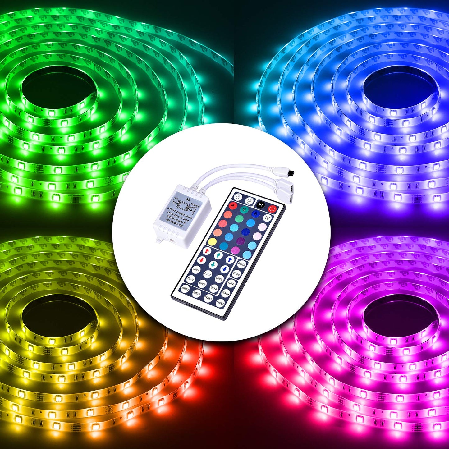 DAYBETTER LED Remote Controller 44 Key, Dimmer for 12-24V LED Strip Lights, Model DRF-0362-W, Plastic, 4 Pin Output