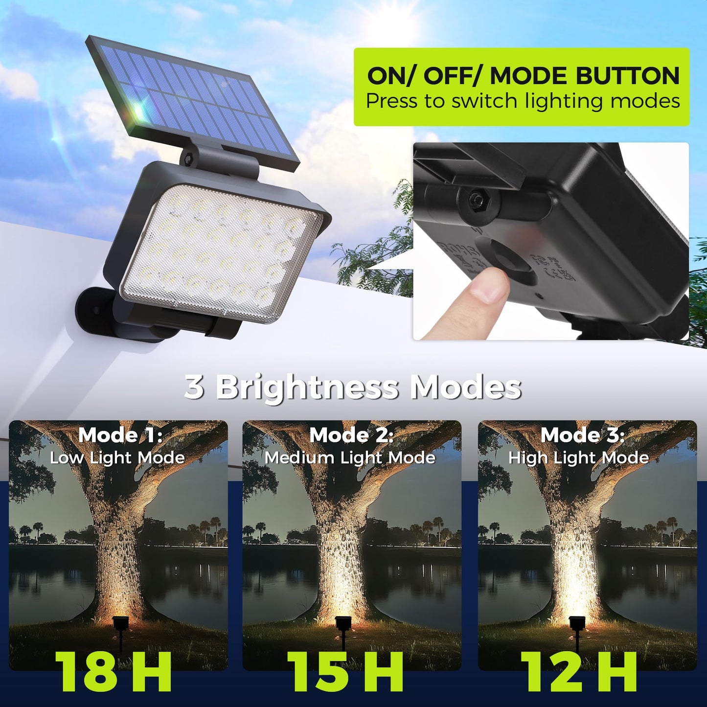 Auderwin Solar Spot Lights Outdoor Waterproof For Flag  Tree  House  Garden  Yard  Landscape Spotlights For Accent Uplighting Halloween Christmas Decorations-1 Pack