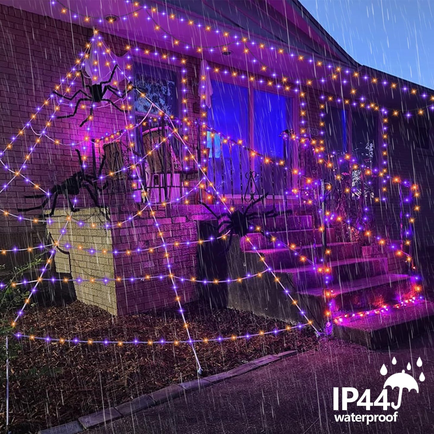 Yeguo 66Ft 200 Led Orange And Purple Halloween Lights Outdoor Waterproof  Green Wire Christmas String Lights Indoor  8 Modes Twinkle Tree Lights Plug In With Timer Memory