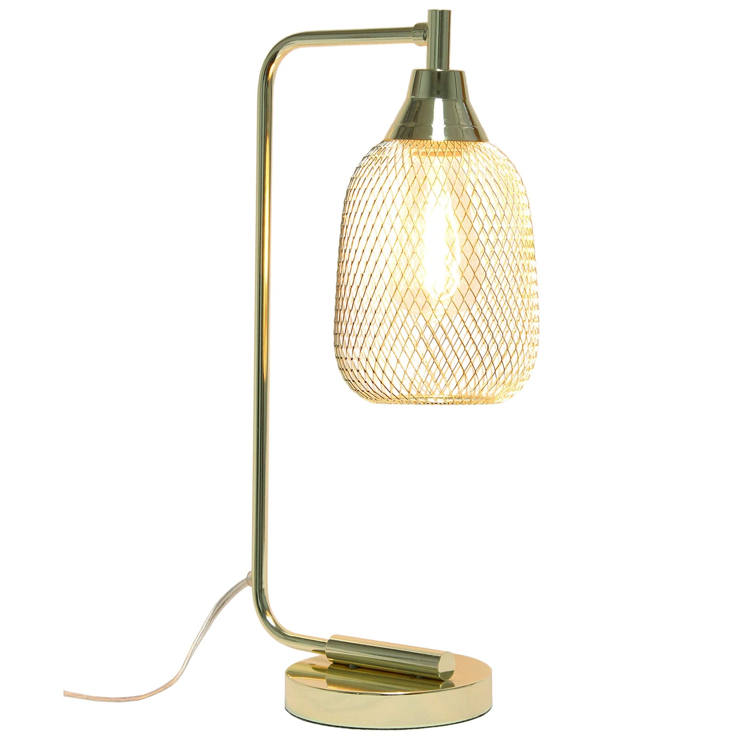 Simple Designs LD1060-GLD Gold Mesh Wire Table Desk Lamp, Iron Construction
