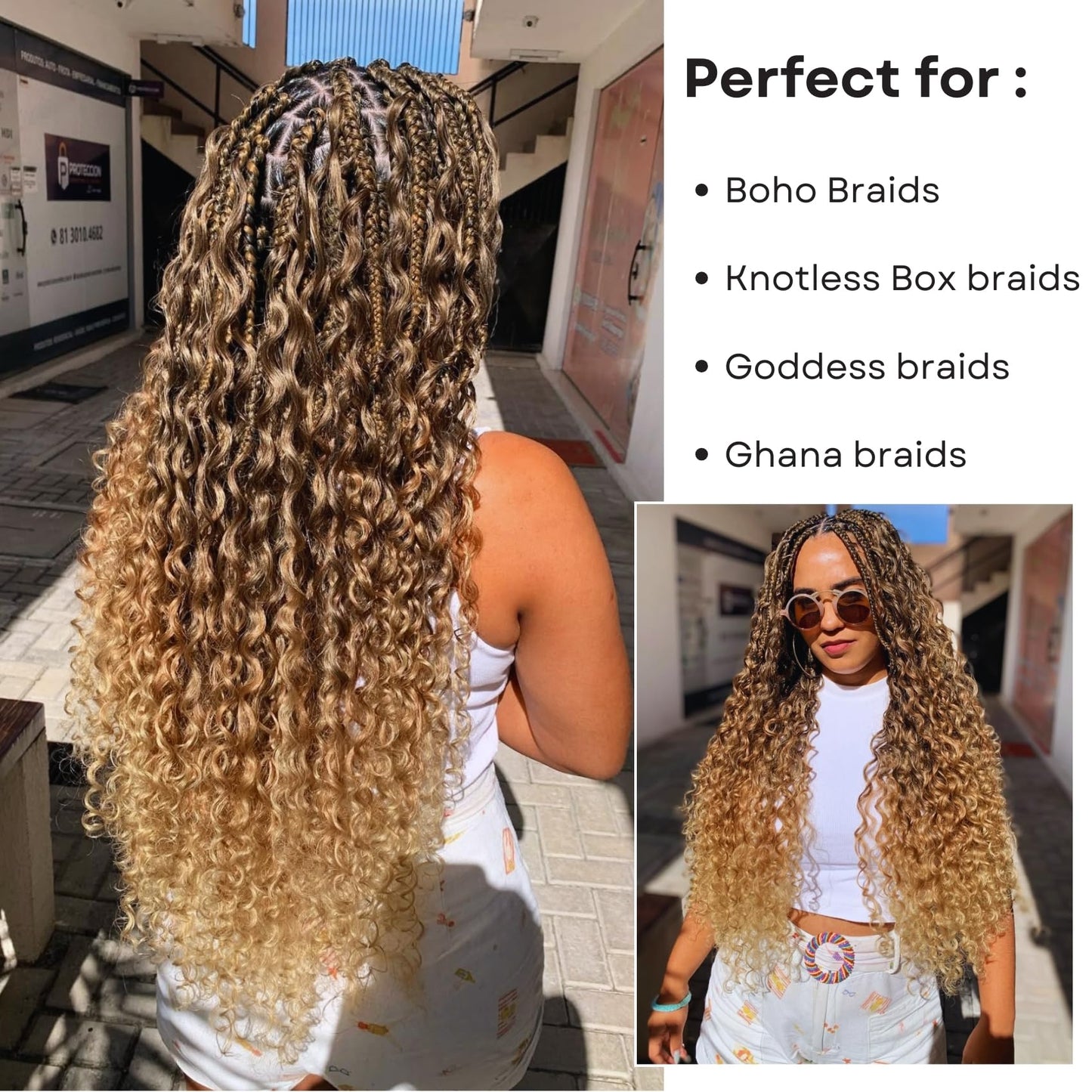 Synthetic Boho Braiding Hair Black to Honey Blonde Boho Braids Hair for Braiding Deep Wave 1b/27# Boho Braids for Women
