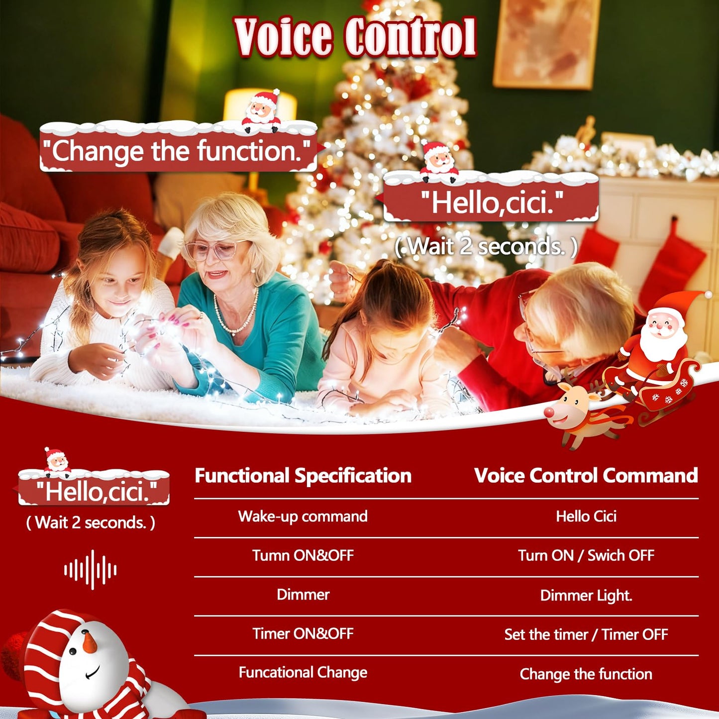 Voice Control 88Ft 240Led Smart Christmas String Lights Outdoor/Indoor | String Lights Plug In With Remote  12Modes  7Voice Commands & Timers  Christmas Twinkle Light For Xmas Tree Decor (Cool White)