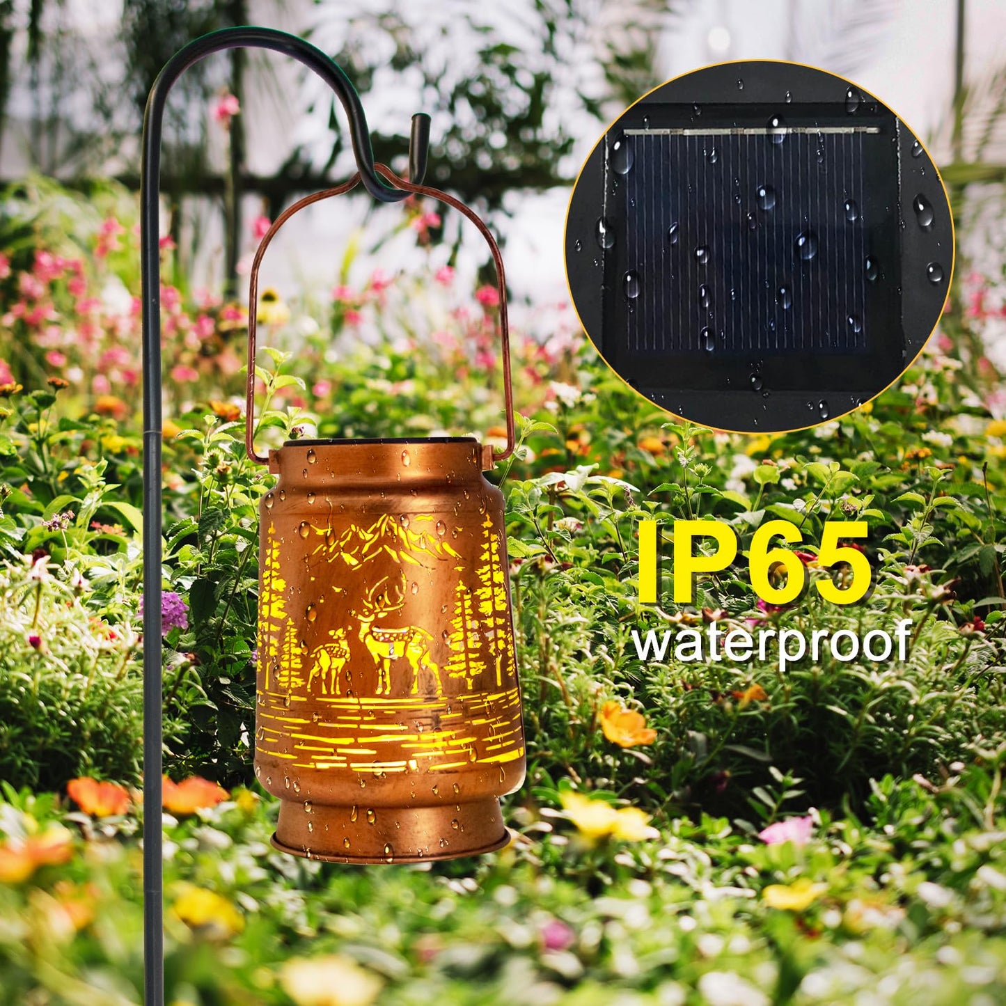 Solar Lanterns Outdoor Garden Decor  Gifts For Women  Mom  Grandma  Birthday  Thanksgiving  Decorative Waterproof Hanging Metal Led Light For Yard  Patio  Lawn  Landscape  Backyard (Deer)