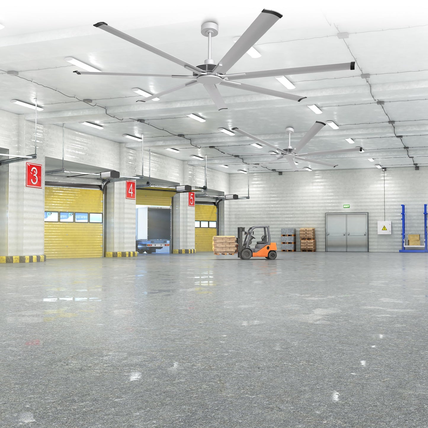 84 Inch Ceiling Fans Without Lights, Silver Industrial Large Ceiling Fan No Light For Bedroom Living Room Shop Garage Indoor Out