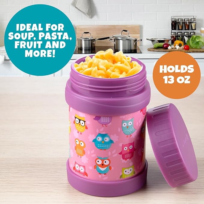 Bentology Insulated 13oz Food Jar for Kids- Hot or Cold Food, Soups, Liquids, Noodles - Wide Mouth Stainless Steel Container & BPA Free, Large Leak Proof thermos for Back to School Lunch Boxes, Bags