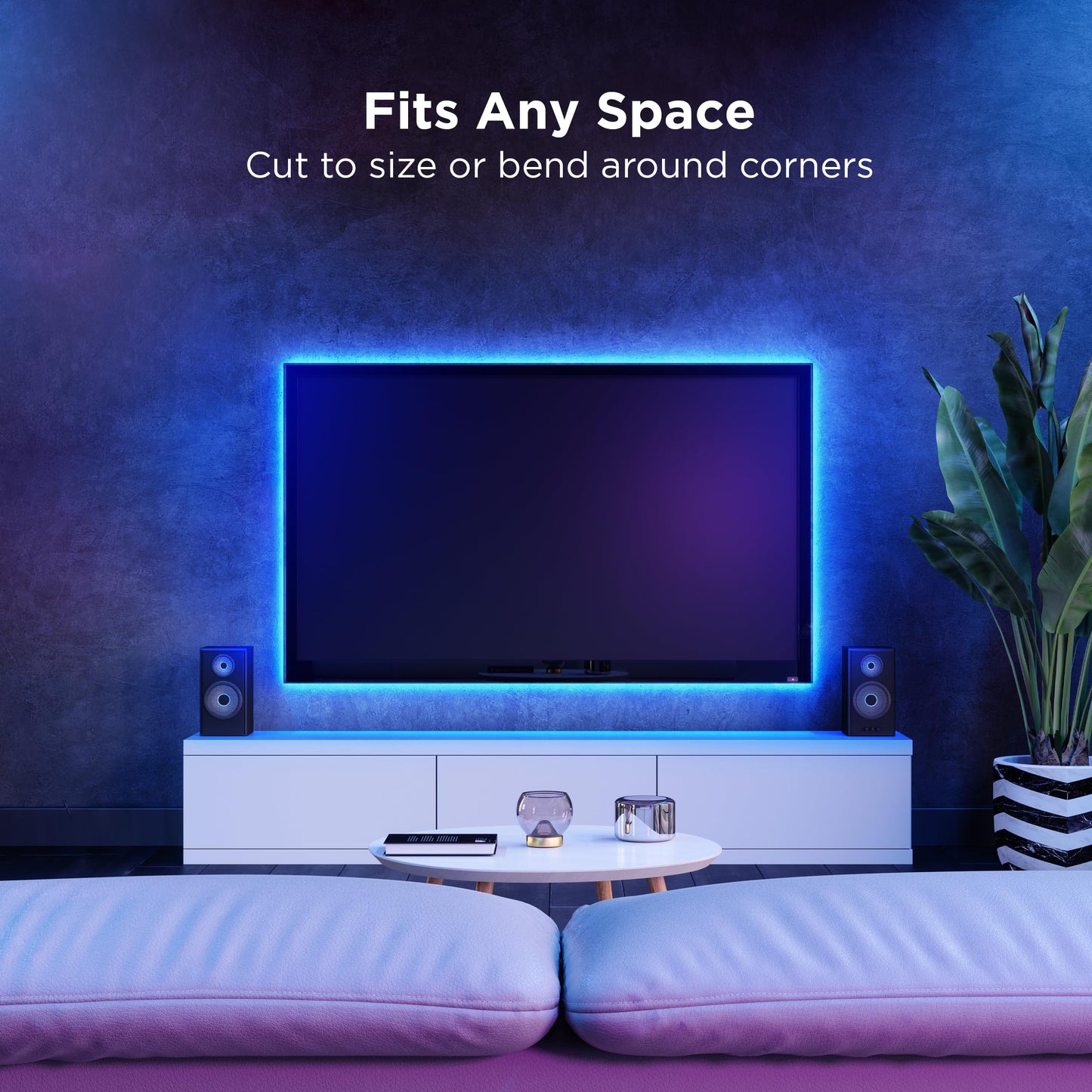 Feit Electric 32ft Color Changing LED Strip Light, Flexible, Remote Control, 16 Colors, Adjustable Brightness, TAPE384/RGB, White