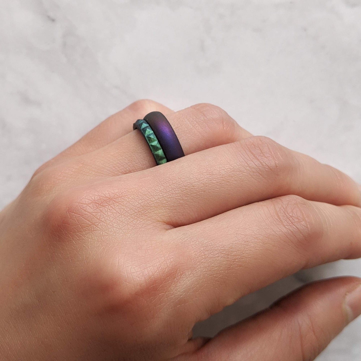 Knot Theory Cosmic Purple Silicone Ring for Men Women - Breathable Comfort Fit 6mm Wedding Band Size 9