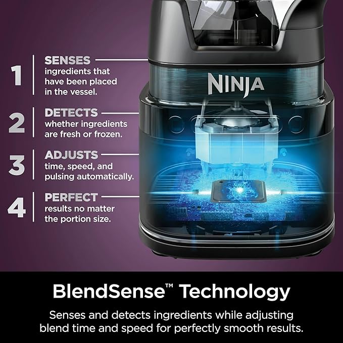 Ninja Detect Kitchen System TB400 Power Blender + Food Processor, 1700W Peak Motor, BlendSense Auto-Detect Technology, 72-oz Pitcher, 64-oz Processor Bowl, Two 24-oz Cups, Silver