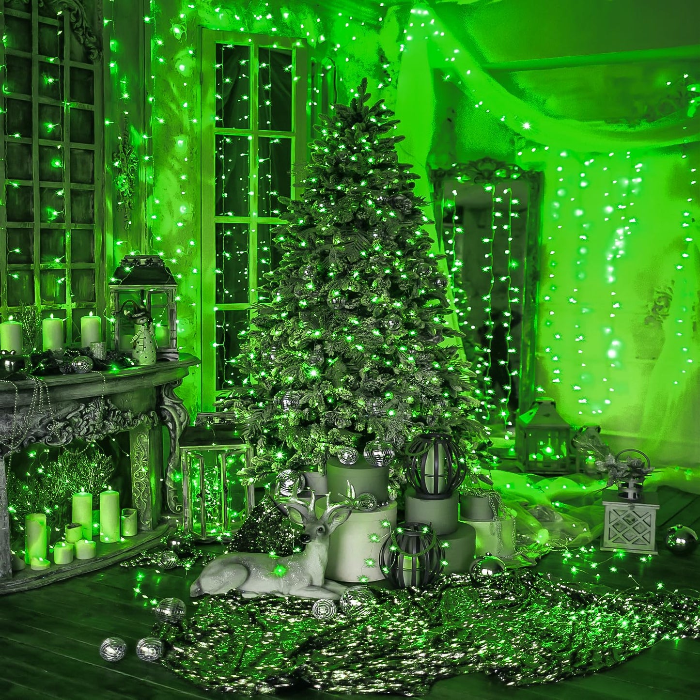 Wastroyal 210 Leds Christmas Led String Lights - Transparent Wire  Waterproof & Connectable Tree Lights For Indoor Outdoor Holiday D?Or (70Ft  Green)