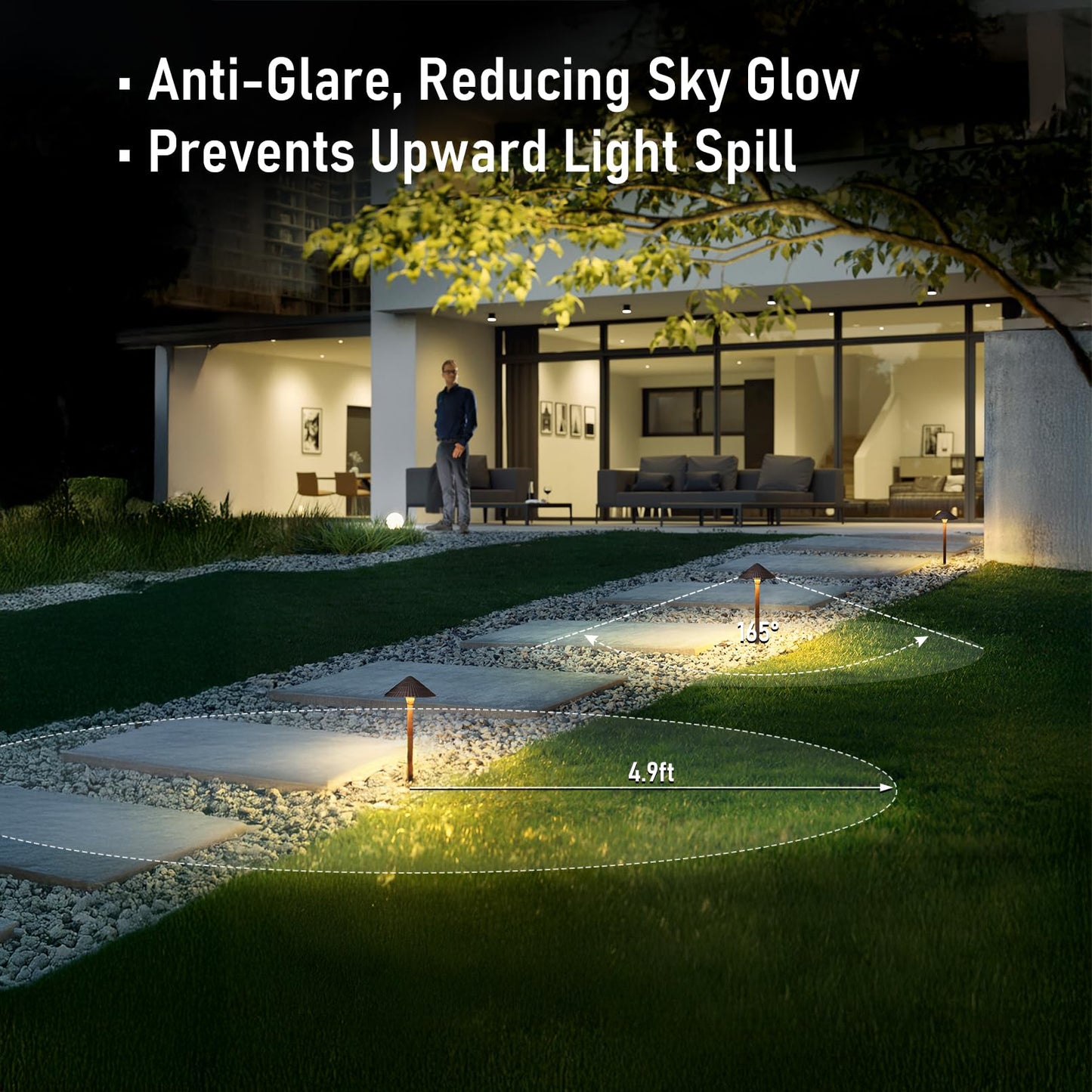 LEONLITE Low Voltage Landscape Lights, 3W, 12V, IP65 Waterproof, Bronze Aluminum, 3000K Warm White, Model 89279, Pack of 4