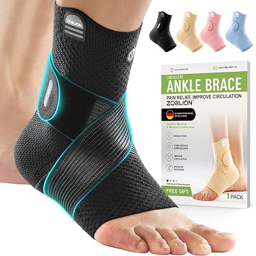 ZOELION Ankle Brace Compression Support with Removable Fishnet Strap, 3D Knit Plantar Fasciitis Relief Achilles Tendonitis...