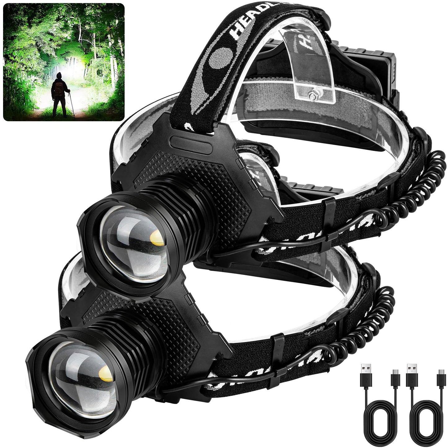 Rechargeable Headlamp  3000 Lumens Led Super Bright Head Lamp With 5 Lighting Modes  Usb Rechargeable  90Adjustable  Waterproof  Bright Headlamp For mature-themeds Camping Biking Running(?Attery Included)