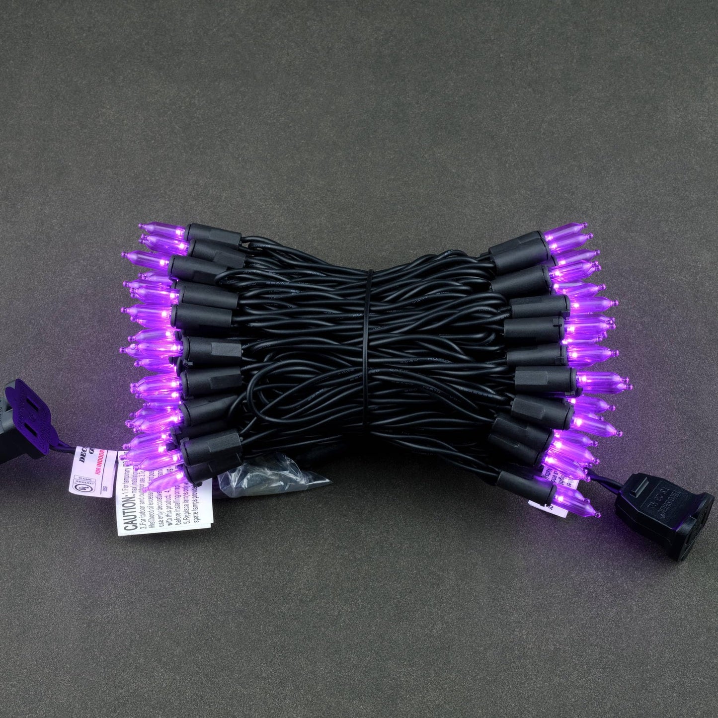 YULETIME Purple LED Christmas Lights, 33 ft, 100 Count, UL Certified, Black Wire, Model BMD-L-100E/2F