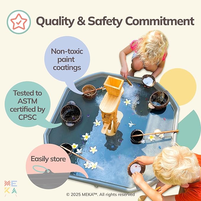 MEKA Tuff Tray for Sensory Play, Sensory Tray for Kids, Toddler Water Table, Tuff Spot Sensory Bin for Toddlers (Grey, Large (38" x 38"))