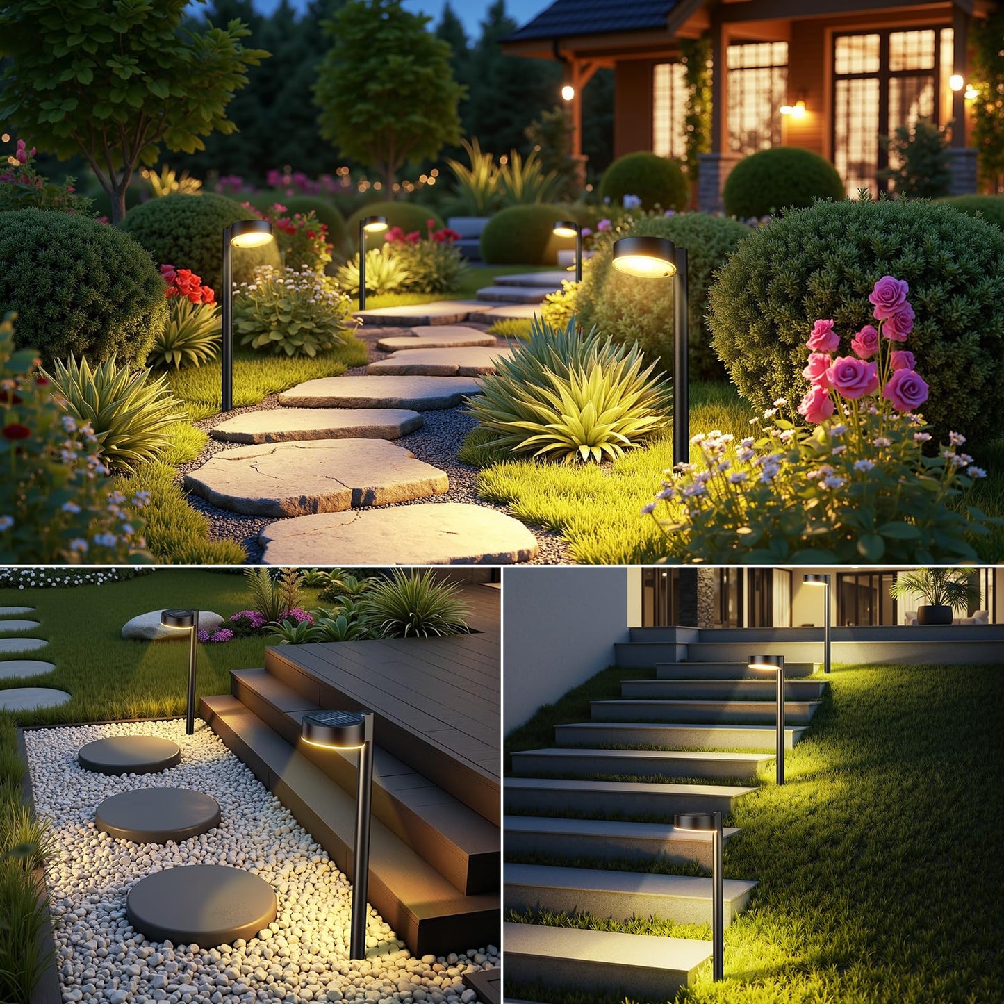 Ahaorigin 4 Pack Solar Pathway Lights Outdoor  Bright Led Solar Lights Outdoor Waterproof  Up To 12 Hrs Modern Path Lighting For Yard Garden Walkway Driveway Lawn Decor (4 Pack)