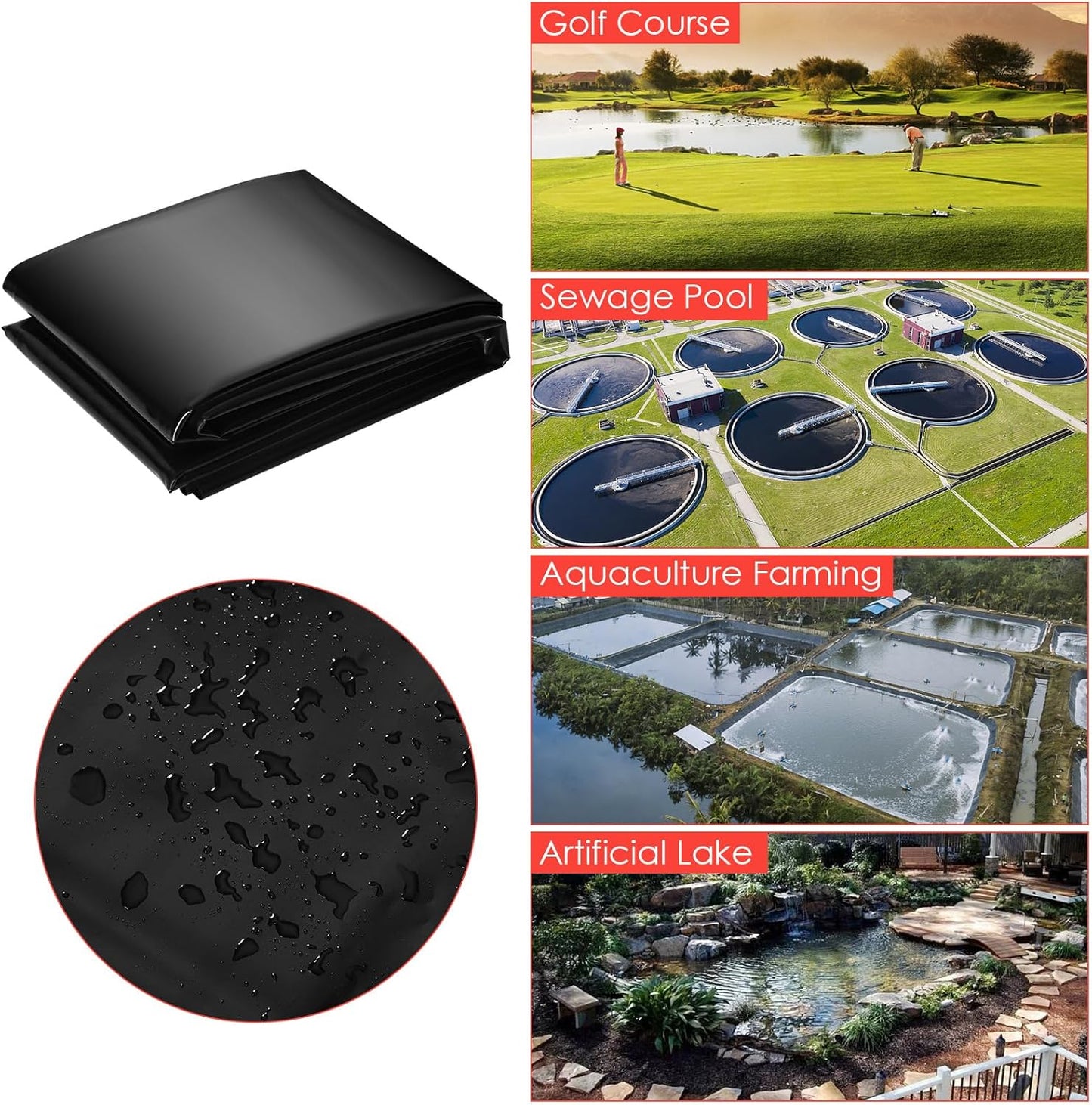 10x13 ft Pond Liner, 20 Mil Thickness, Pliable & Durable LLDEP Material, Easy Cutting & UV Resistant, for Fish or Koi, Features, Waterfall Base, Fountains and Water Gardens