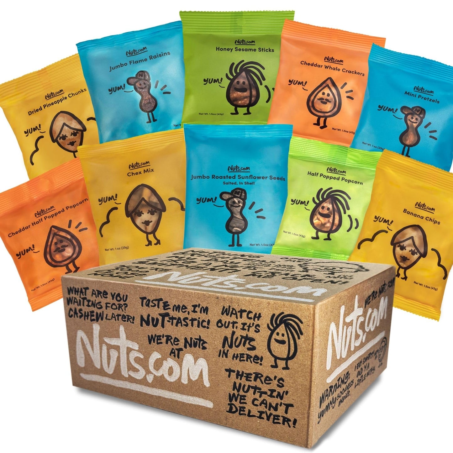Nuts.com Back to School Variety Pack - Nut-Free Healthy Snack Box for Kids & Adults - Individually Wrapped Snacks, 10 Count Sing