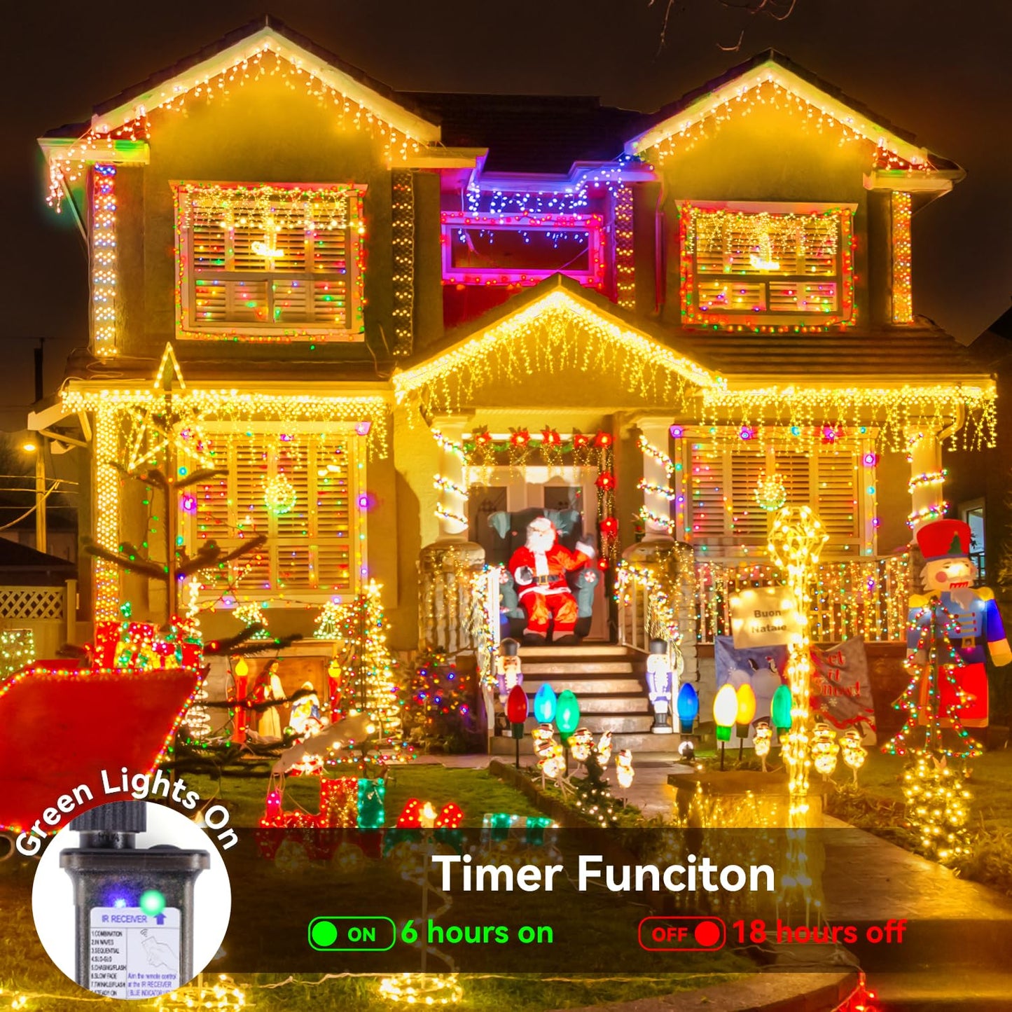 Blingstar Icicle Lights Outdoor 440 LED Warm White String Lights 49.2 Ft for Christmas Decor