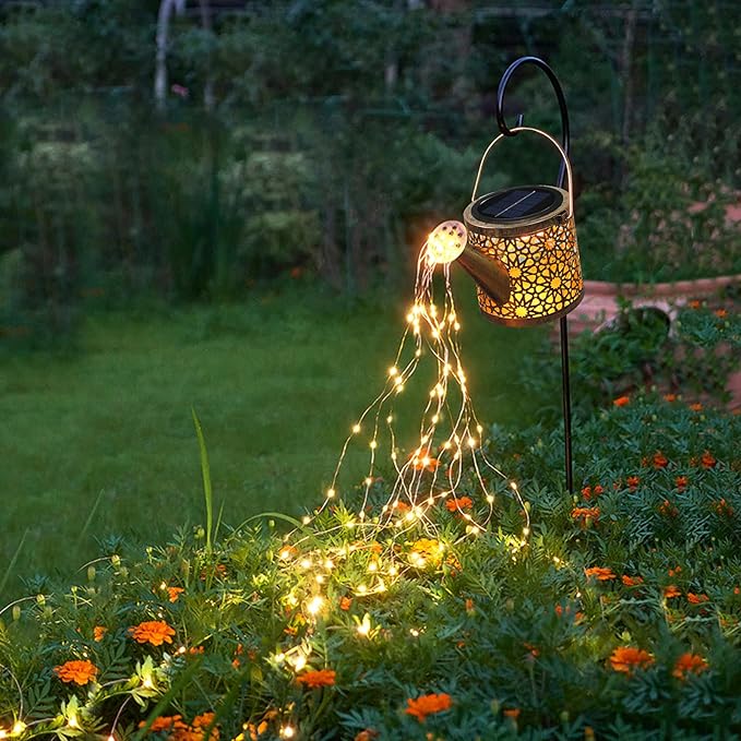 Solar Lights Outdoor Decorative, Metal Watering Can Lights Waterproof, Small Hanging Garden Decor Yard Outside Patio Lawn,...