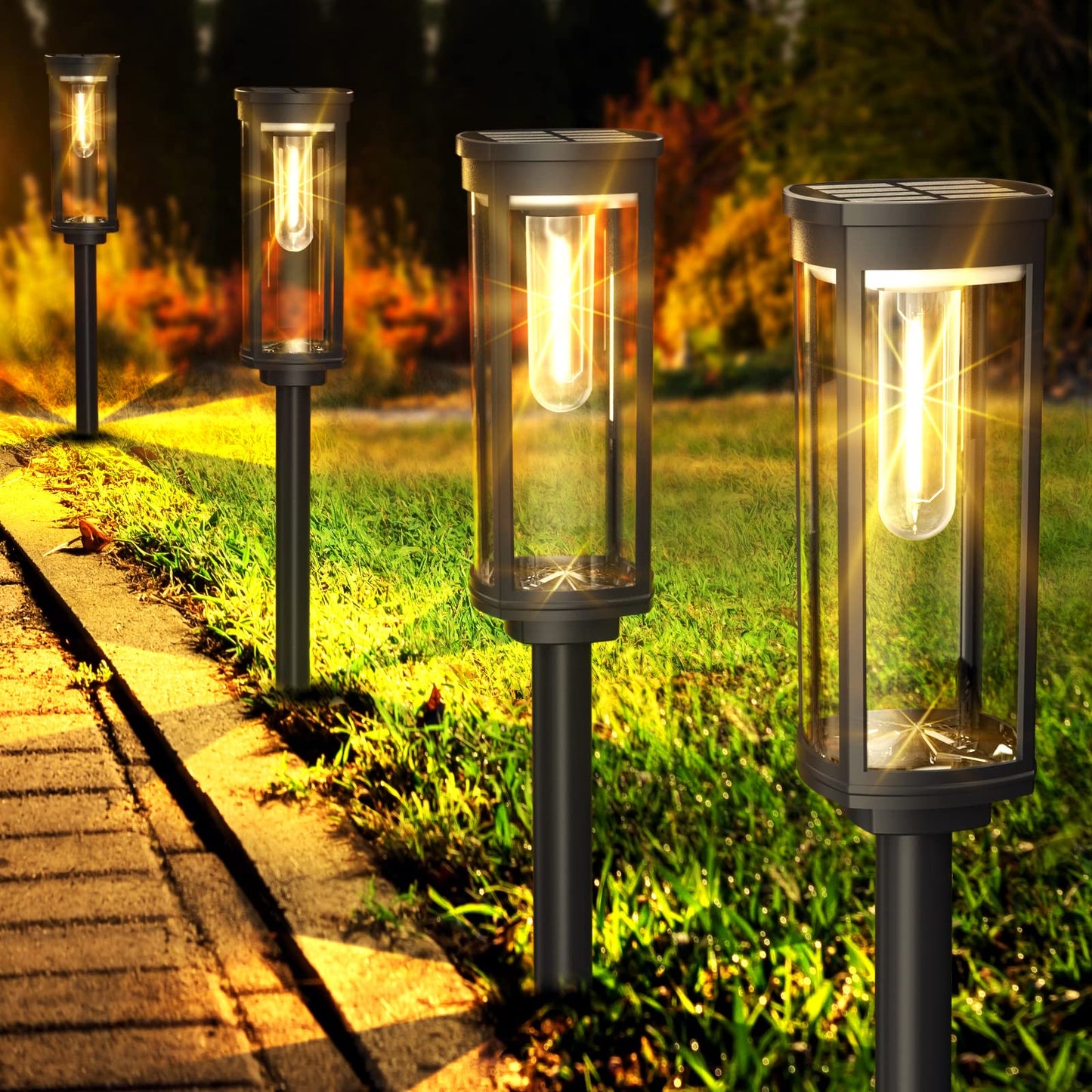 COXSENI Solar Pathway Lights - 2 Pack, Warm White, Waterproof, Solar Powered Landscape Light for Driveway, Lawn, Patio, Model MOM-058