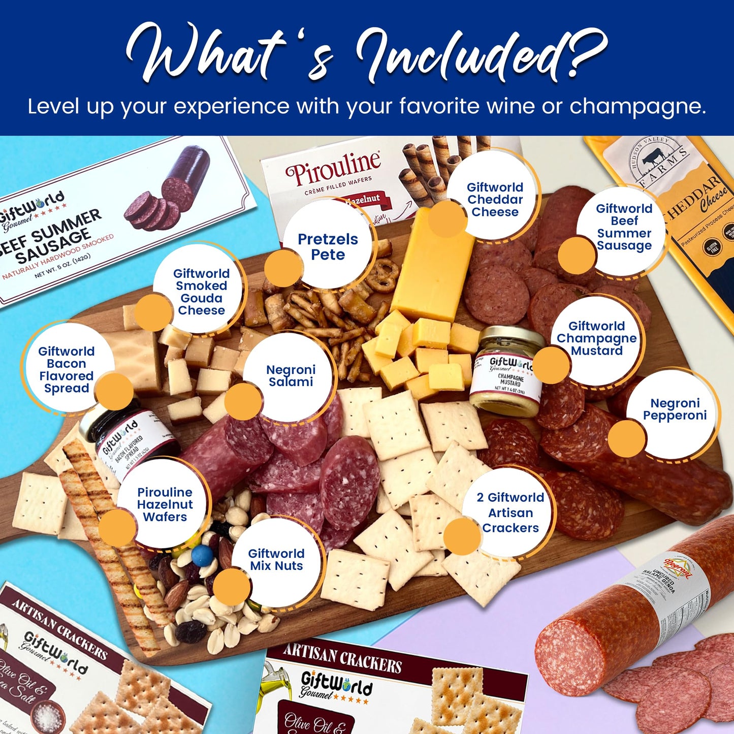 Deluxe Meat and Cheese Gift Basket – Gourmet Charcuterie Assortment & Snack Bundle