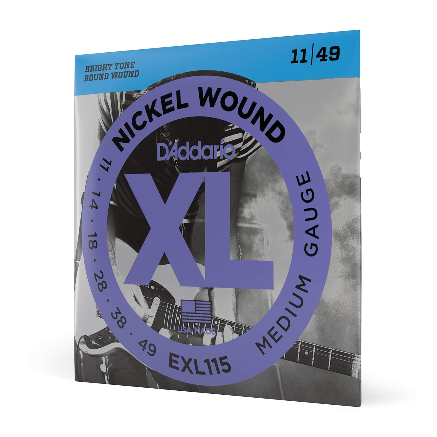 Daddario Electric Guitar Strings, Xl Nickel, Exl115, Medium Gauge 11-49, 6-String Set, Pack Of 1