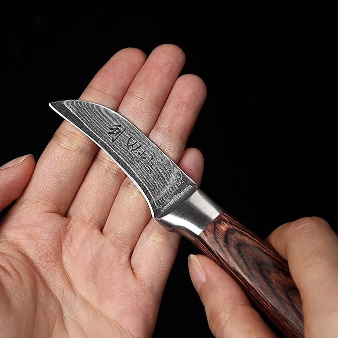 Wakoli EDIB Damascus Peeling Knife – 2.7-Inch Small Kitchen Knife for Fruits and Vegetables | Genuine Damascus Steel Blade with VG10 Core | Ergonomic Pakkawood Handle | Premium Knife in Gift Box