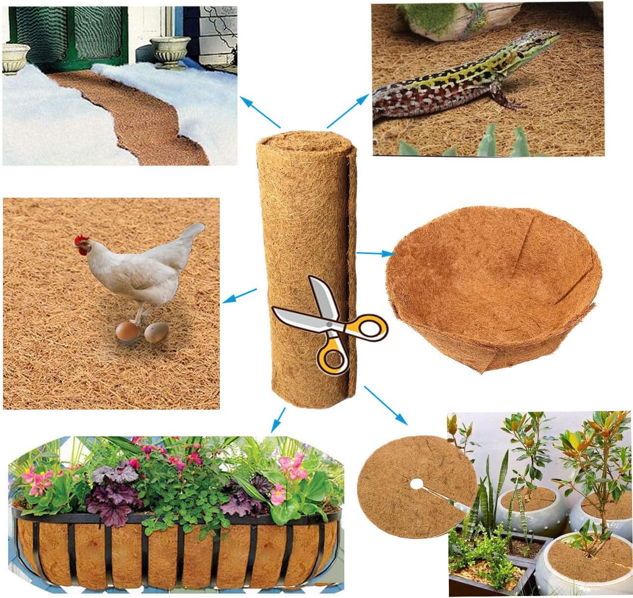 12x80 inch Natural Coco Liner Roll Coconut Coir Liner Sheets Coco Mat for Planter Window Box Flower Basket Garden Decoration Animal Pet Pad Liner