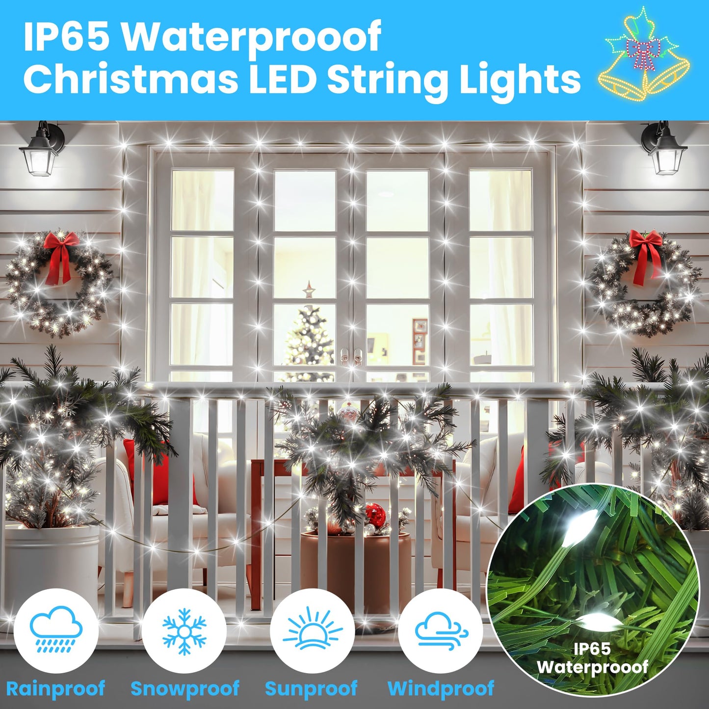 Larkvue 492Ft 1500 Leds String Lights With Remote  Dimmable 8 Modes Timer & Memory Function Fairy Rope Light For Christmas Tree Indoor Decor-Cool White