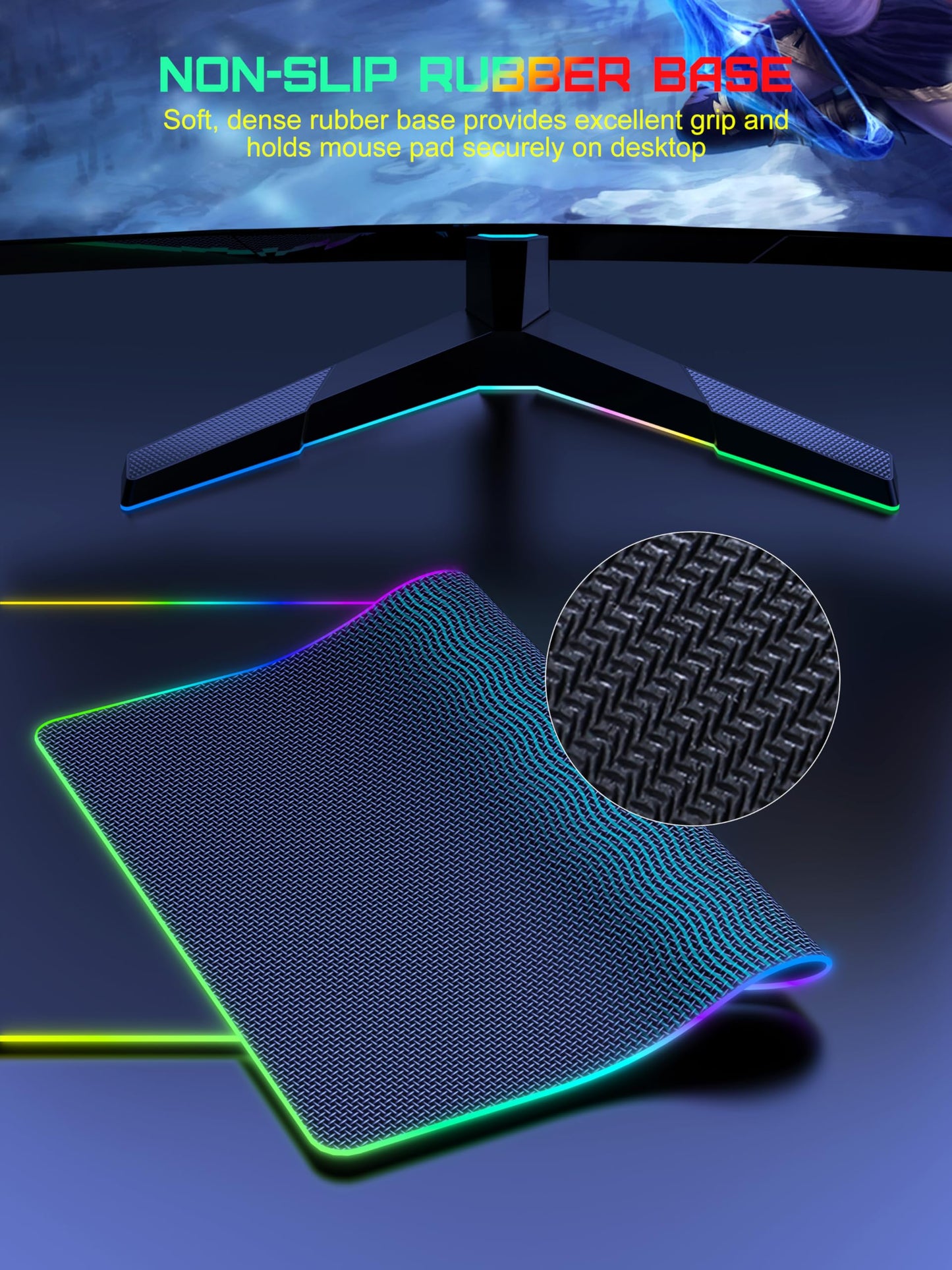 TopMade Wireless Charging Mouse Pad, RGB Gaming Mousepad, 35.4" x 15.8" Extra Large Waterproof Keyboard Desk Pad, Cool Computer Desk Mat, Black (Includes 20W PD Power Adapter & 6.56ft Woven Cable)