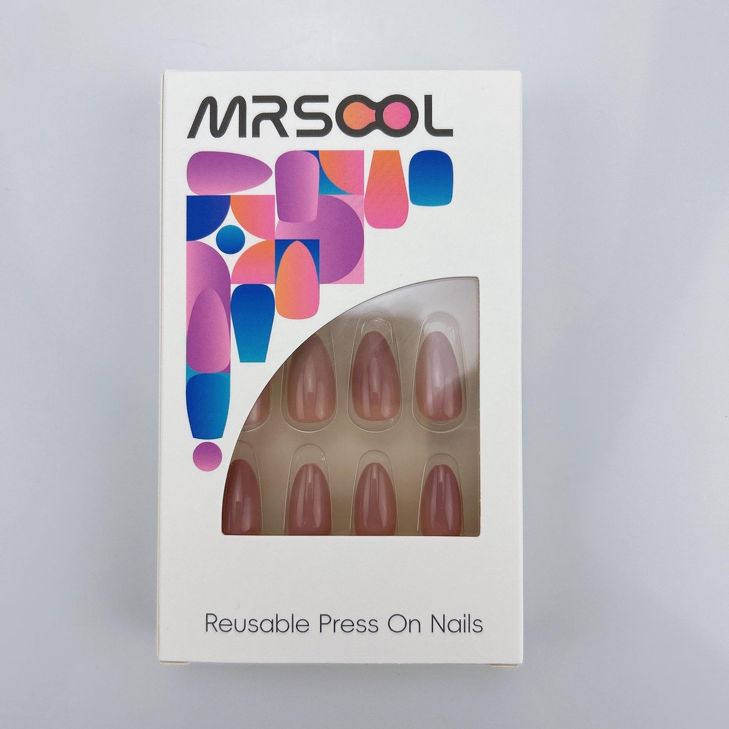 MRSCOL Press on Nails-Purple Red,Oval Press on Nails,Short Reusable 32pcs Nail Kit with Glue
