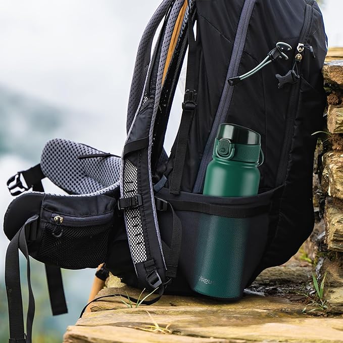 GOPPUS Insulated Water Bottle 20oz Stainless Steel BPA-Free Sports Bottle Ideal for School and Travel Silicone Spout Lid Prevents Leaks, Sweat, and Dust (army green)