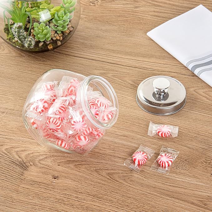 Restaurantware Vetri 0.3 Gallon Penny Jar 1 Durable Candy Jar - With Wide Spout Chrome Lid Clear Glass Cookie Jars For Kitchen Counter Dishwashable