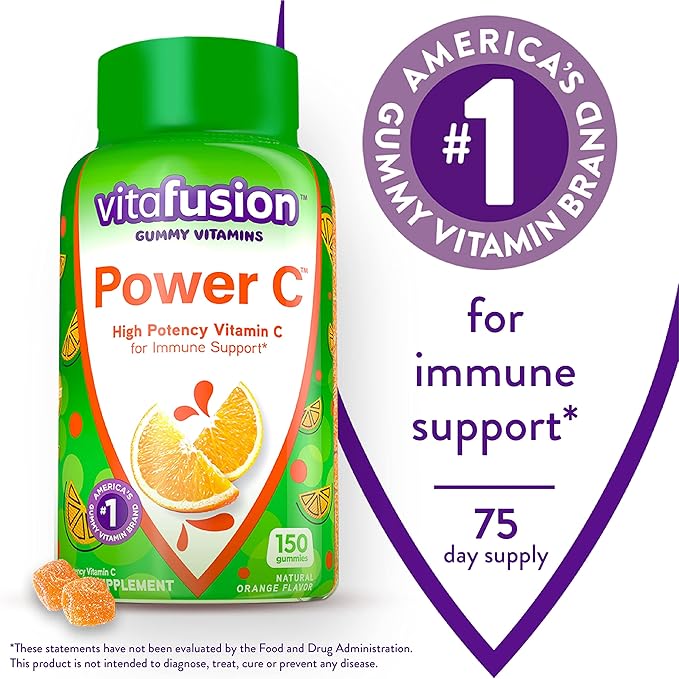 Vitafusion Gorgeous Hair, Skin & Nails Multivitamin Plus Power C Vitamin C Gummies for Immune Support Bundle, 135ct & 150 Count