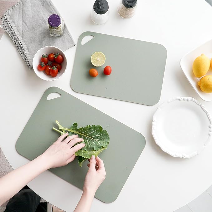 TPU Flexible Cutting Board - Scratch Resistant & Knife Friendly, Non-Slip - BPA Free, Dishwasher Safe & Easy Clean - Made in Korea, GreenTea Large (1 Pack)