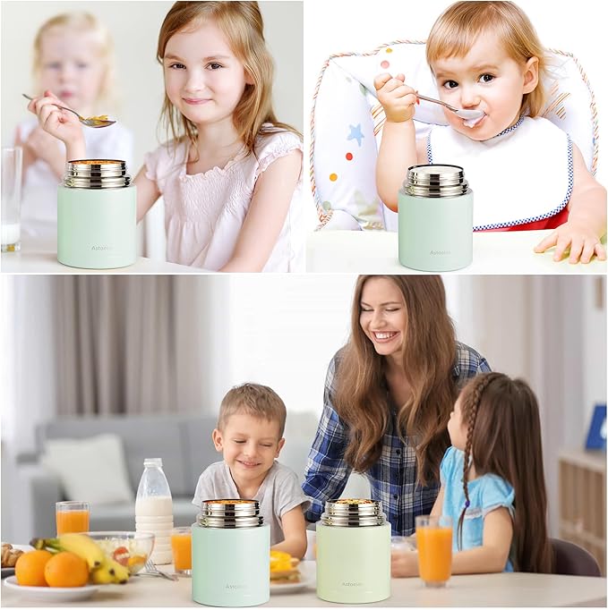 Insulated Thermo Soup Jar for Kids & Adults, 27 oz Stainless Steel Thermal Food Container with Spoon, Triple Layer Insulation (Blue)