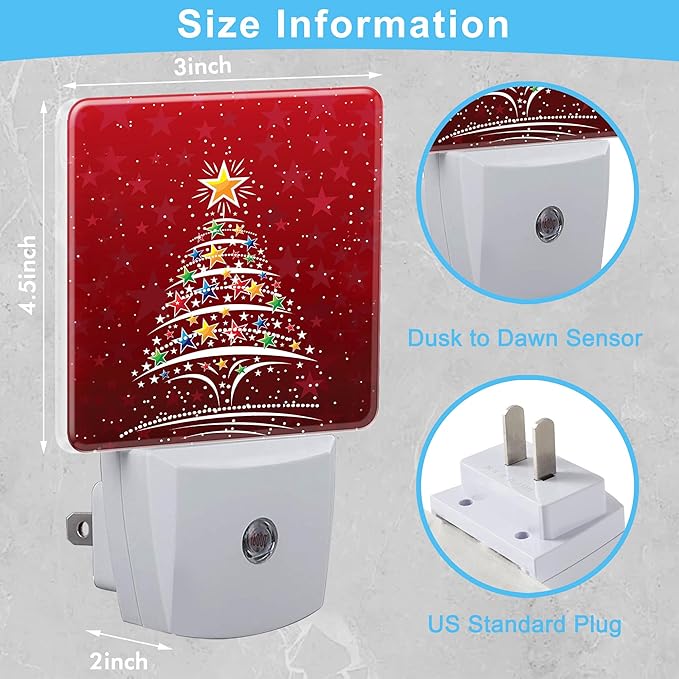 Christmas Tree Plug in Night Light with Auto Dusk to Dawn Sensor,Warm Night Lights for Boys Girls Bedroom Bathroom Hallway Kids Room Gifts
