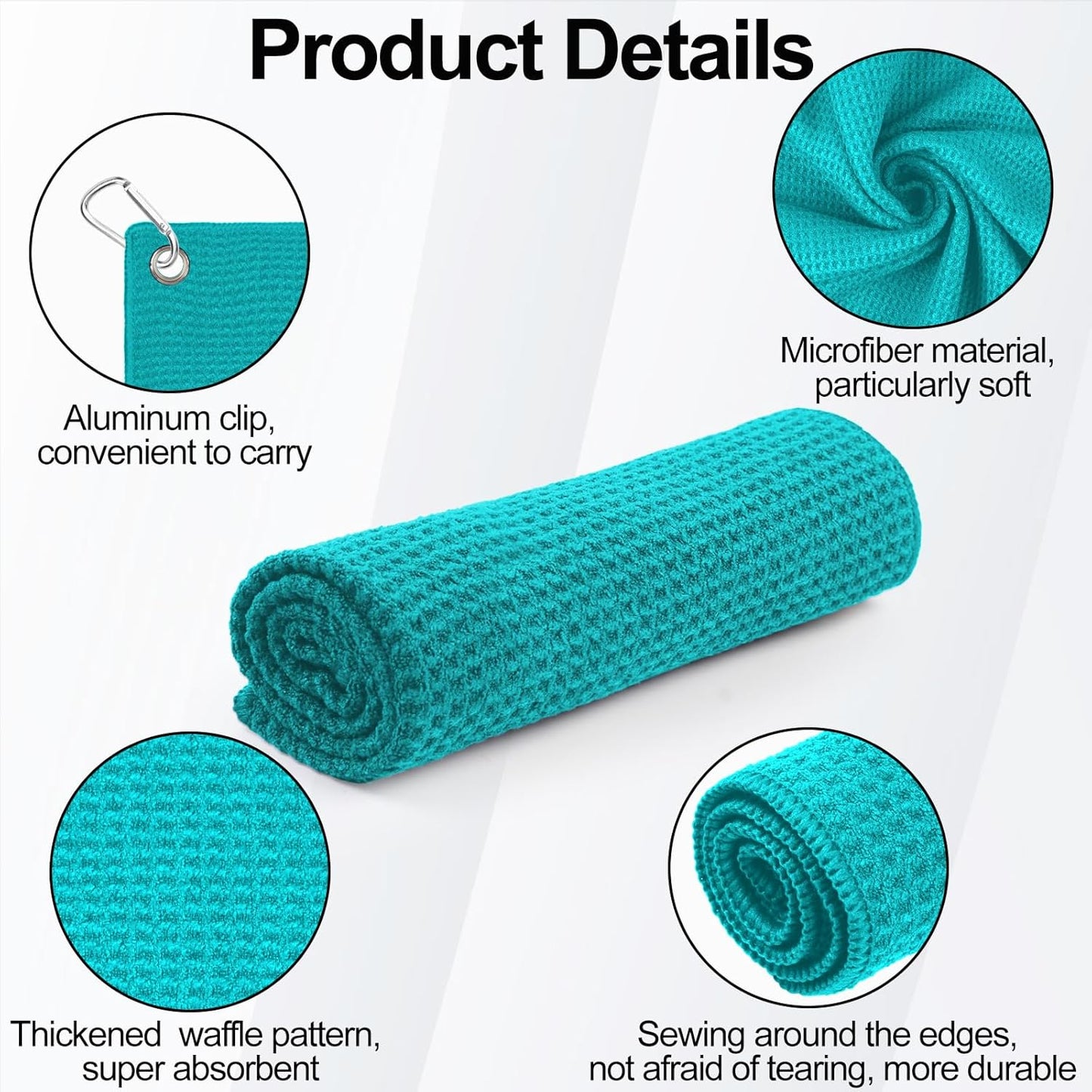 3 Pack 16" X 16" Golf Towels for Golf Bags, Premium Waffle-Pattern Golf Towel with Carabiner Clip, Super Absorbent Microfiber Towel, Best Golf Gift for Golf Accessories. 3 Pcs ElegantGreen Colors
