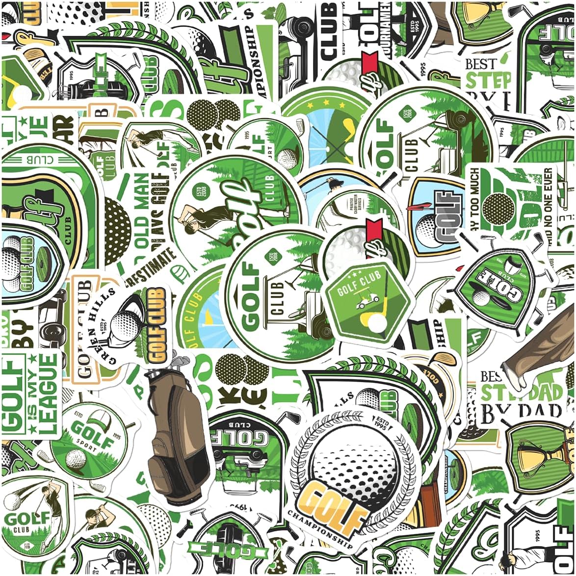 Golf Themed Vinyl Stickers Pack for Lovers Sports Fans Outdoor Enthusiasts Laptop Water Bottle Scrapbook Decoration 50pcs Bumper Bike Bottles Hard Phone Case Wall Hat