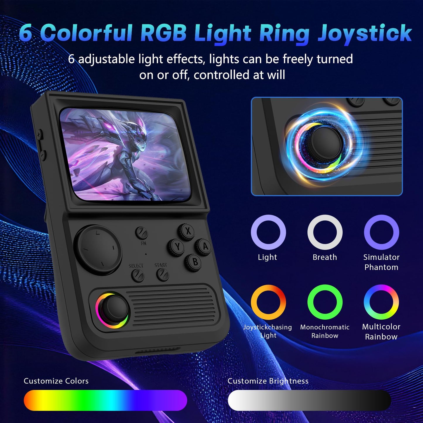 R36T Retro Handheld Game Console, Portable Retro Gaming Console with 3.5” CRT-Inspired Screen, 3500mAh Arcade Classics, Supports Multiple Mainstream Emulators, WiFi Network Battling, 64GB (Black)