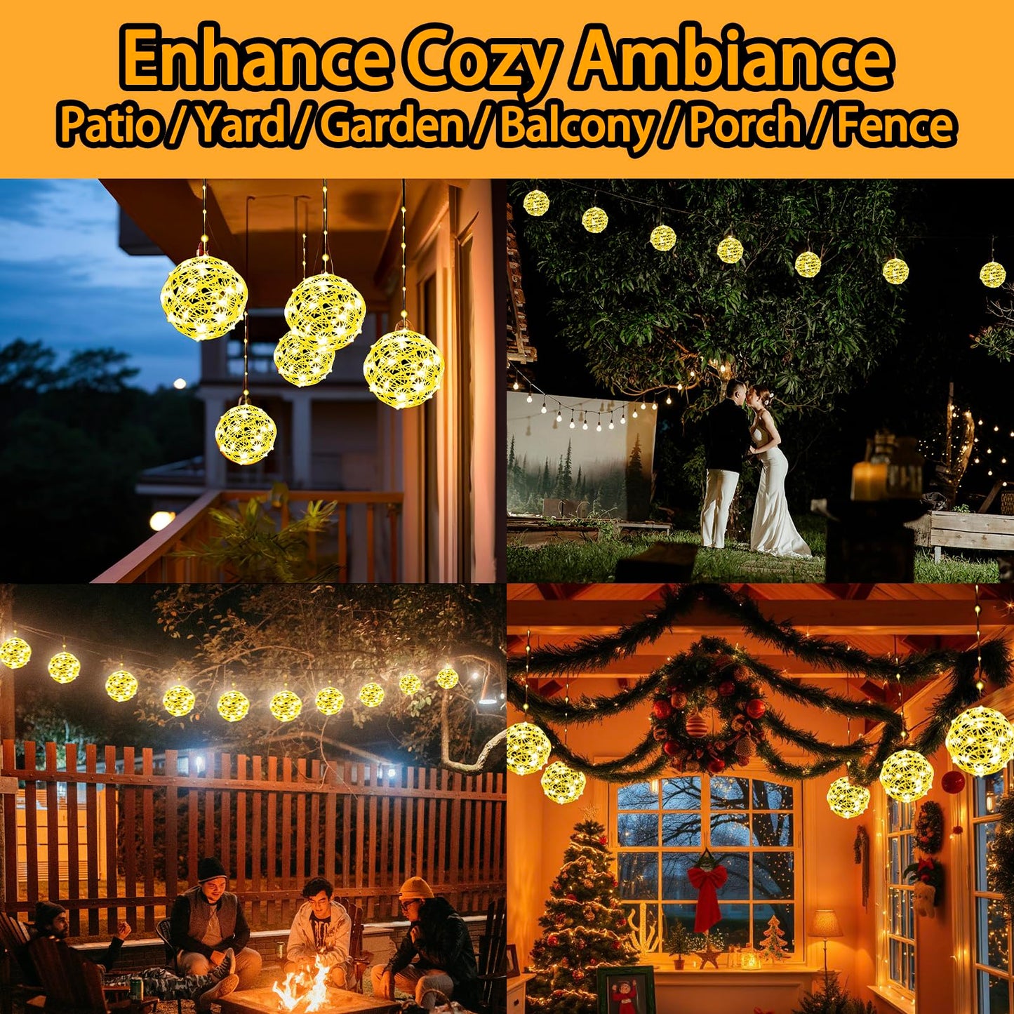 Solar Christmas Ball Lights For Tree Outdoor  4 Pack 160 Led Globe Lights Waterproof  8 Modes 7.87In Solar Sphere String Lights Outside For Window Garden Yard Porch Party Decorations  Warm White