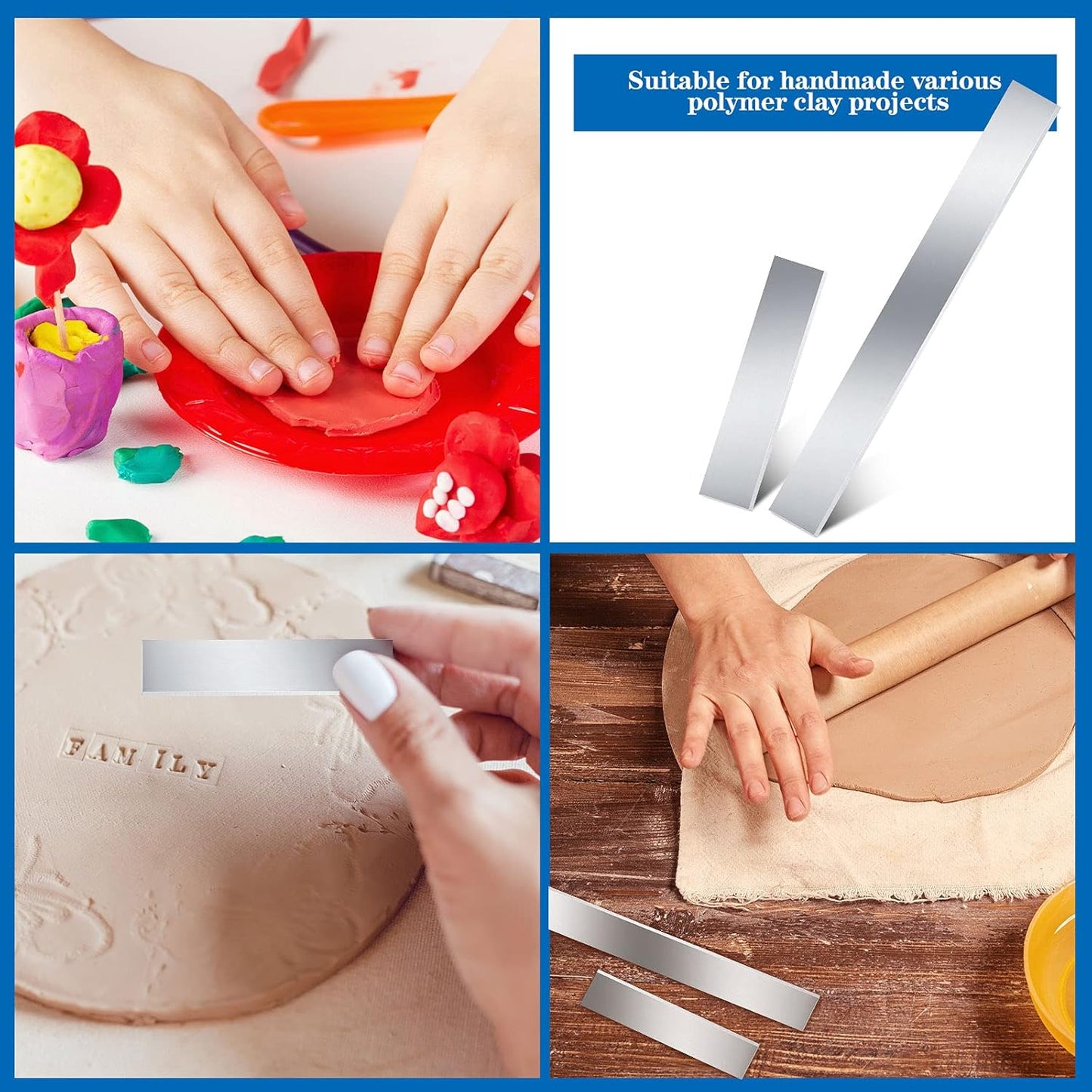 Flexible Polymer Clay Cutters 8 Inch 4 Inch Carbon Steel Blade Polymer Clay Cutting Slicing Tools for DIY Shaping Modelling Sculpturing Supplies(6 Pieces)