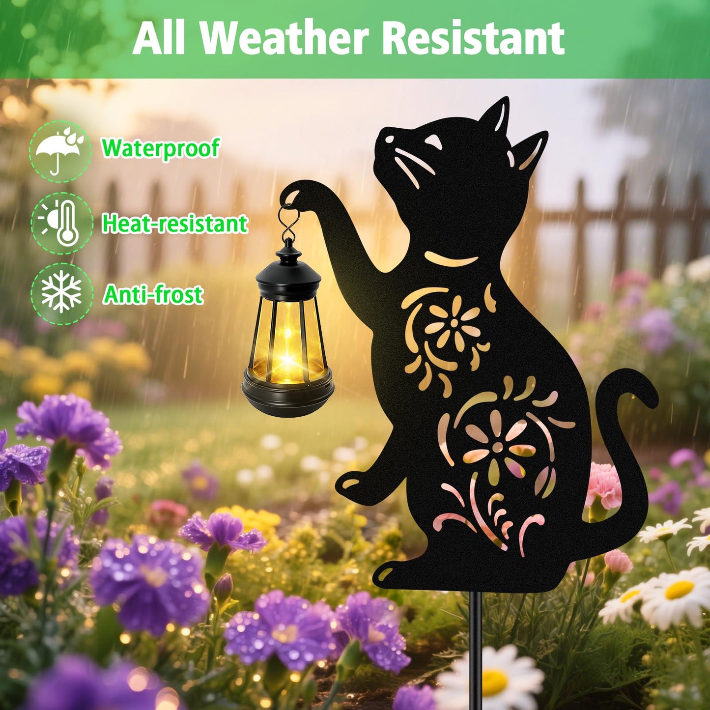 Solar Cat Hanging Lantern Outdoor  2 Pack Hristmas Black Cat Solar Lights  Cat Lover Gifts For Women Mom Grandma Birthday MotherS Day Waterproof Garden Ornaments Decor Outside Backyard Patio Pathway