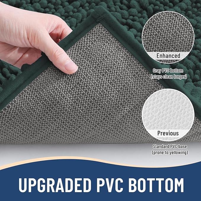 Arotive Luxury Round Chenille Bathroom Rug Mat, Extra Soft Thick Absorbent Shaggy Bath Rugs, Non-Slip Machine Wash Dry Plush Bath Mats for Bathroom, Shower and Tub, 24x24, Dark Green