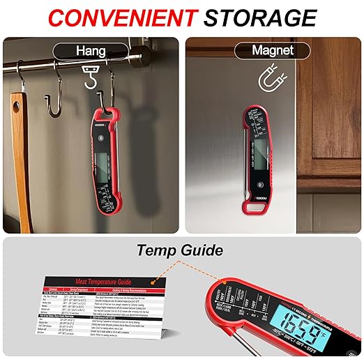 Professional Food & Meat Thermometer, 1 Sec Instant Read & ±0.5℉ Accuracy Driven by Thermocouple Sensor. IP67 Waterproof Digital Thermometer for Cooking, BBQ, Grill Gifts for Men Him Dad Birthday