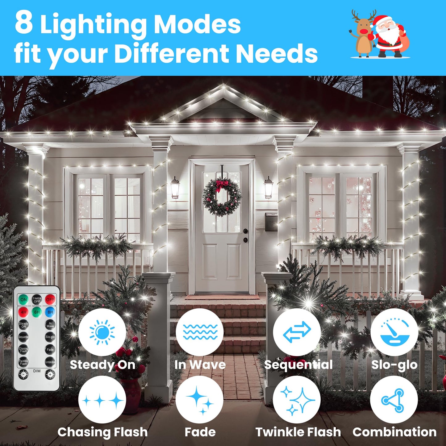 Larkvue 492Ft 1500 Leds String Lights With Remote  Dimmable 8 Modes Timer & Memory Function Fairy Rope Light For Christmas Tree Indoor Decor-Cool White