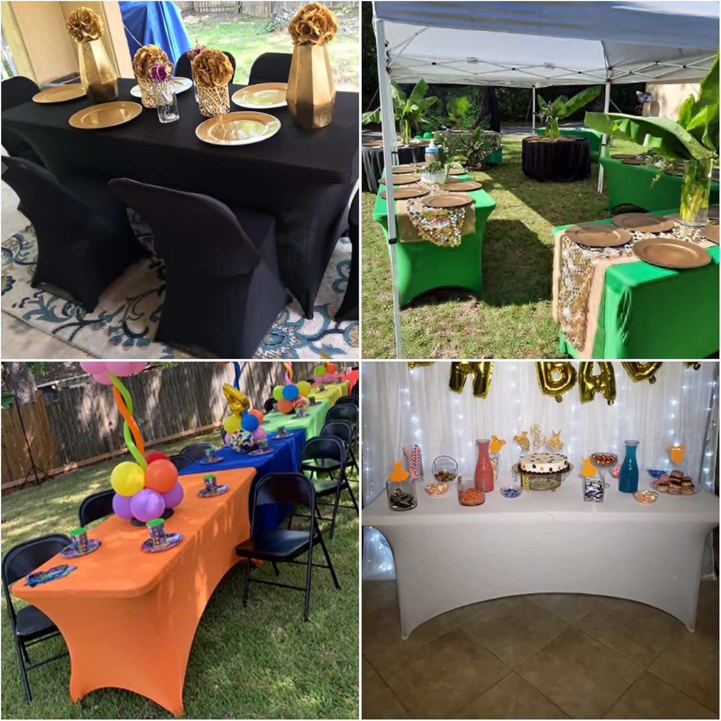 4Pack Spandex Waterproof Table Covers 6ft，Spandex 6ft Waterproof Table Cover for Party,Wedding, Banquet, and Events(Emerald)