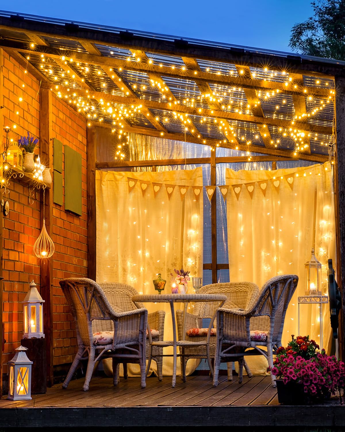 JIXXULVU 125FT 380 LED String Lights, Warm White, Waterproof, Clear Wire, Model 300L, Indoor/Outdoor Holiday Decoration